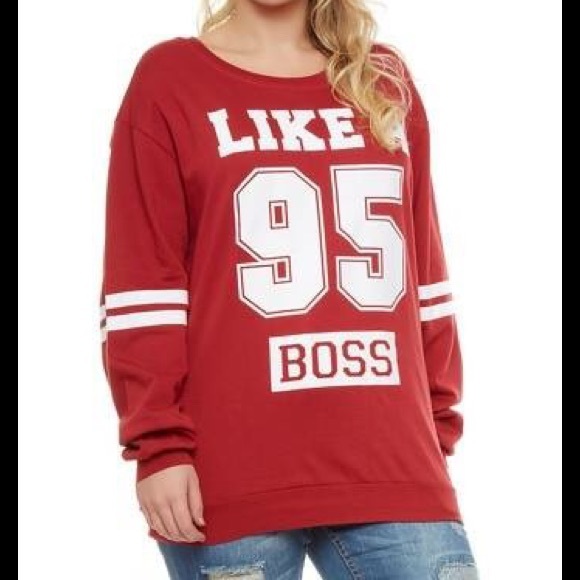 Red varsity sweater