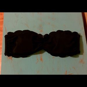 VS PINK Scallop Black Bandeau Bikini Top, Medium