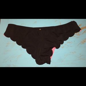 VS PINK Black Scallop Bikini Bottoms, Large