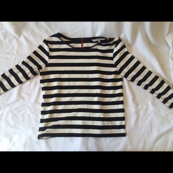 Blk/White Striped French Style Top