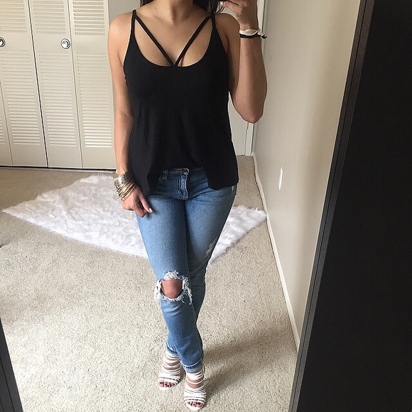 Tops - Black V Strap tank top