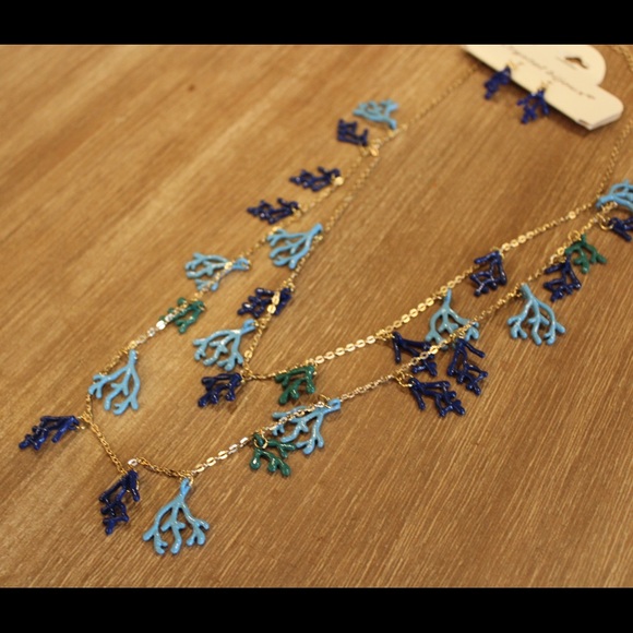 Blues and green coral look necklace set - Picture 2 of 3