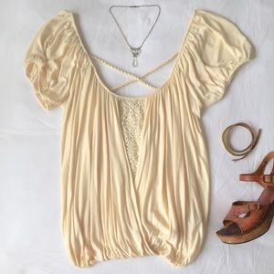 Free People Lace Inlet Boho Top