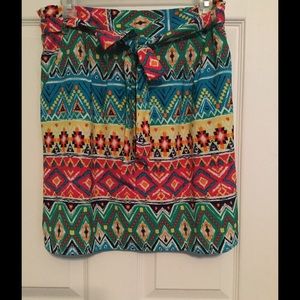 Francesca's Multi-colored Pattern Skirt