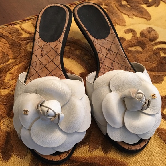 Beautiful CHANEL Camellia Kitten Heeled Shoes!