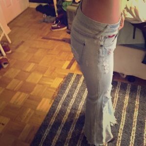 Free People Flared, Stressed Jeans