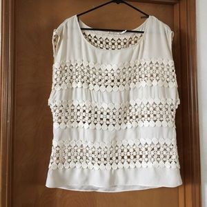 Anthropologie cream 100% silk/100% cotton blouse.