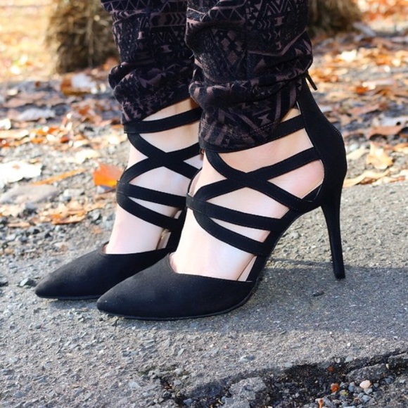 Faux suede pumps