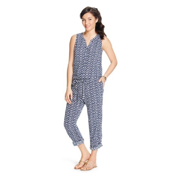 Navy and White Chevron Jumpsuit