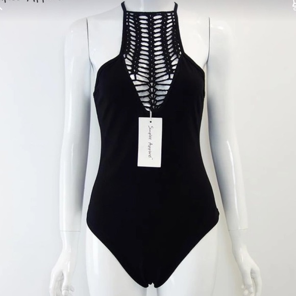 Sale! Black crochet bodysuit - Picture 3 of 4