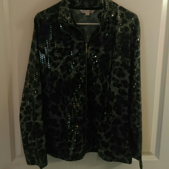 Textured sparkling zip up jacket