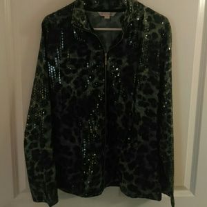 Textured sparkling zip up jacket