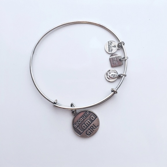 Alex + Ani Silver Bracelet "Because I am A Girl"