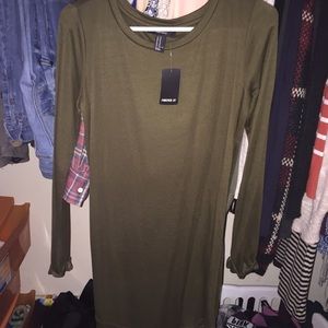 Long sleeve Olive color tshirt dress