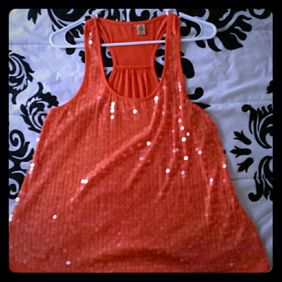 XL Orange sparkly tank top