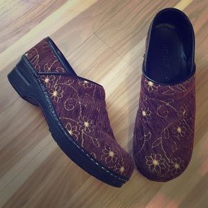 Sanita Wooden Fabric Covered Clogs
