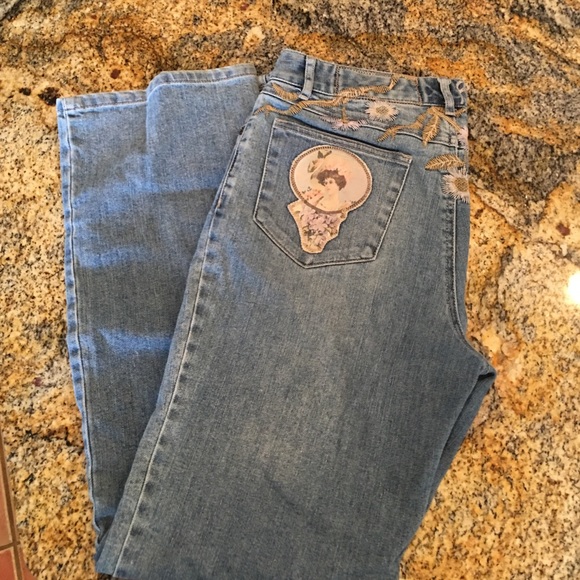 EUC JJill Jeans with Beautiful Embroidery 6