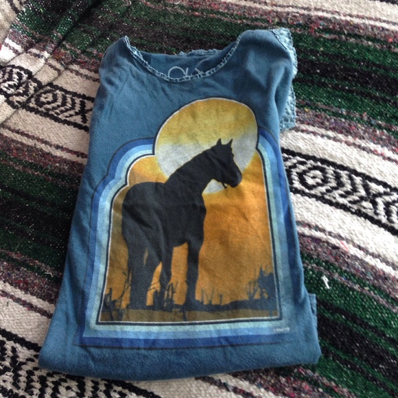 Chaser vintage inspires blue graphic tank top