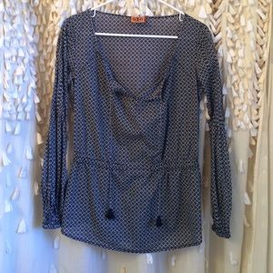 Tory Burch navy & white patterned tunic