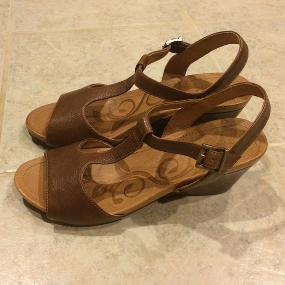 Brown wedge sandals