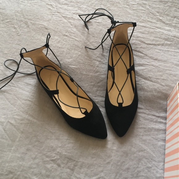 Lace up pointed flats