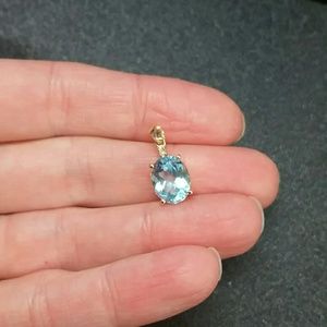 14k Gold Lab Blue Topaz pendant