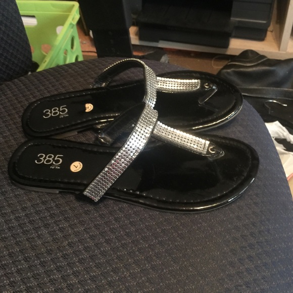 385 Fifth Shoes - Black and silver rhinestone's sandals.