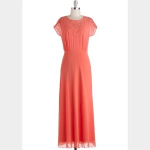 Dreaming in Coral peach maxi dress by Modcloth