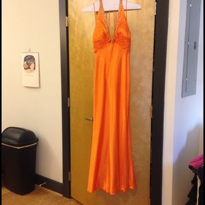 Orange Faviana Couture prom dress