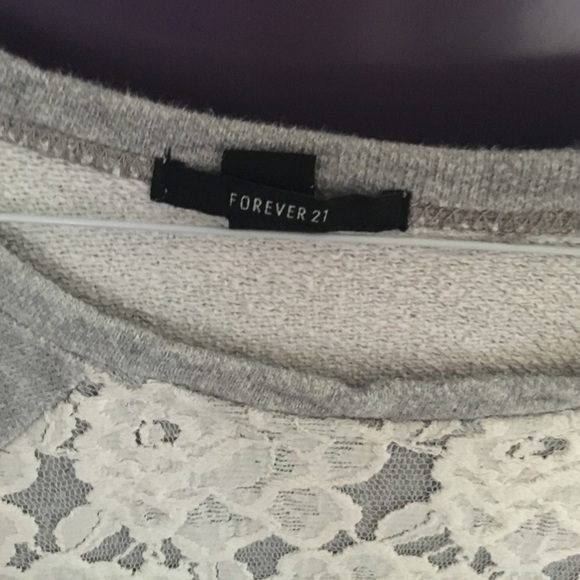 forever 21 sweater, gray and lace - Picture 3 of 4