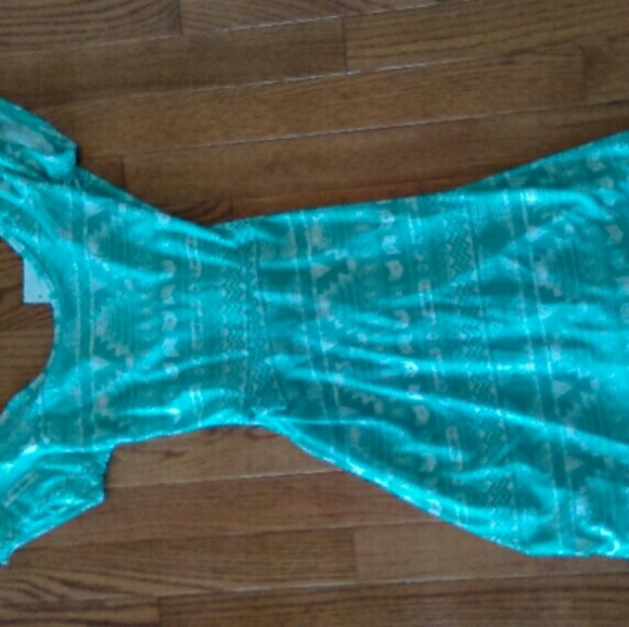 Teal blue Aztec print skater skirt dress *NWT*