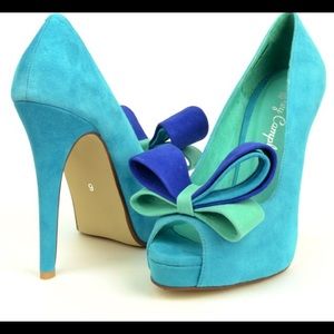 Jeffrey Campbell Aqua/Royal Blue Bow Pump