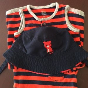 2 Piece baby boy body suit & hat set