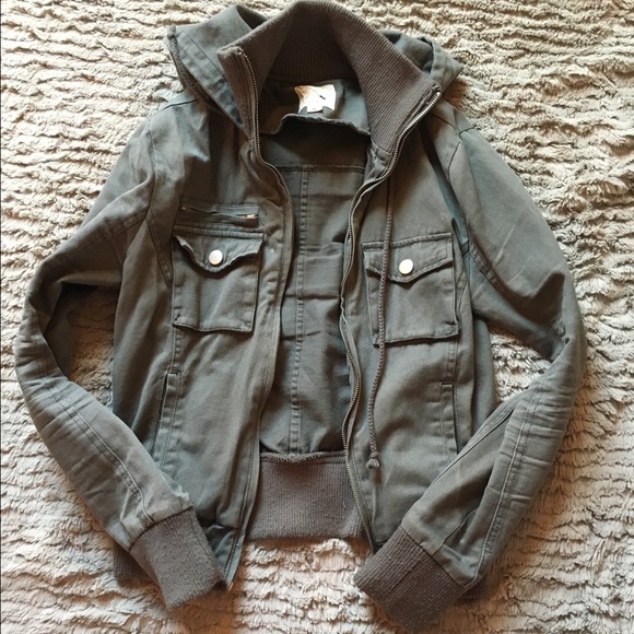 Dark grey hooded zip up jacket