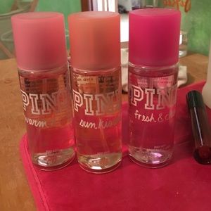 Pink body spray! (4) travel sized! Comes together