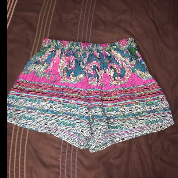 Pants - Pink & Green Patterned Shorts