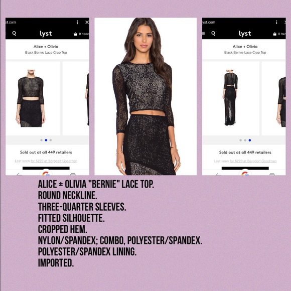 Alice + Olivia crop lace Bernie top