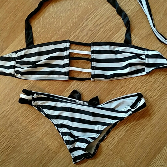 Black and White Stripe Bikini