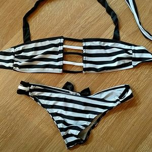 Black and White Stripe Bikini