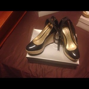 Jessica Simpson Janey black patent heels with ties