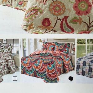 Coral teal and turquoise spring 3pc quilt set