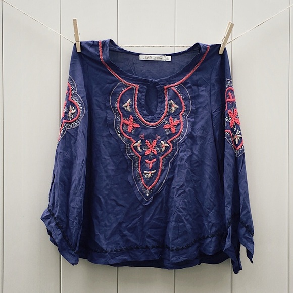 Navy   Peasant   Top