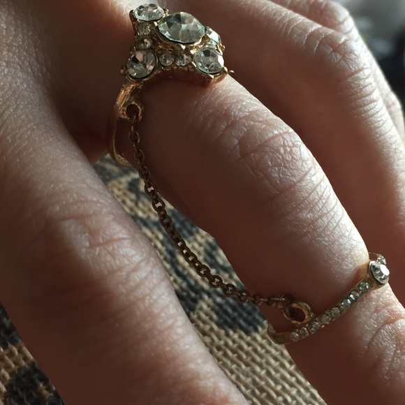 Midi Ring Phalanx Slave Ring Swarovski Crystals - Picture 2 of 4