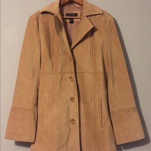 Women's suede 3/4 length coat