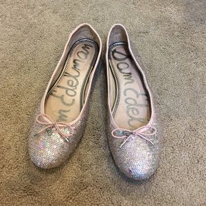 Pink sequin Sam Edelman flats.