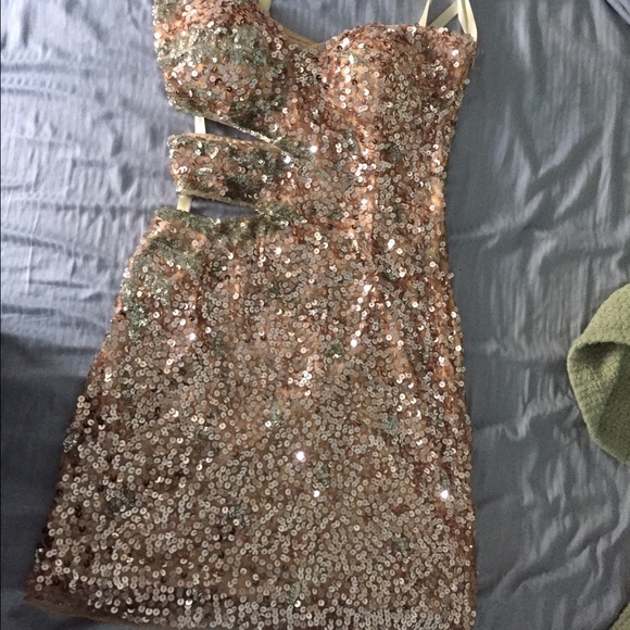Primavera short champagne cut out cocktail dress