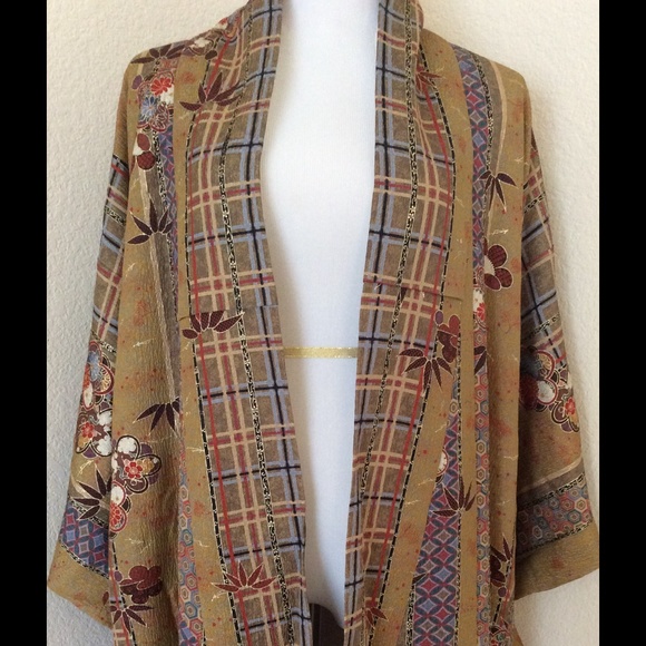 Japanese Kimono robe hand made long silk robe Authentic vintage Kumono robe - Picture 2 of 5