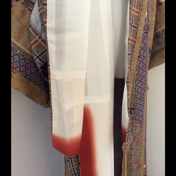 Japanese Kimono robe hand made long silk robe Authentic vintage Kumono robe - Picture 4 of 5