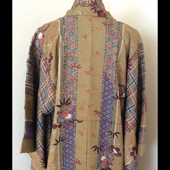 Japanese Kimono robe hand made long silk robe Authentic vintage Kumono robe - Picture 5 of 5