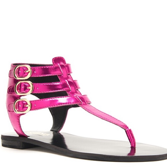 Kirna Zabete Shoes - KIRNA ZABETE PINK METALLIC SANDALS, SIZE 6